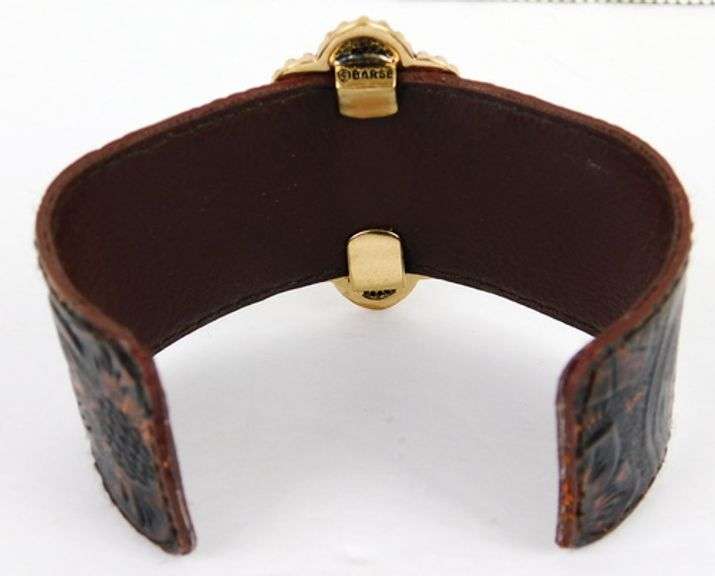 Barse Tooled Leather Turquoise Cuff