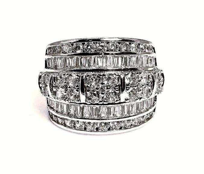 14 Kt. White Gold Plate 5.75 Cwt. CZ Ring