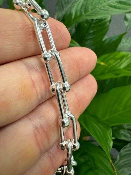 Sterling Silver Diamond-Cut Paperclip Bead Chain Necklace 18"