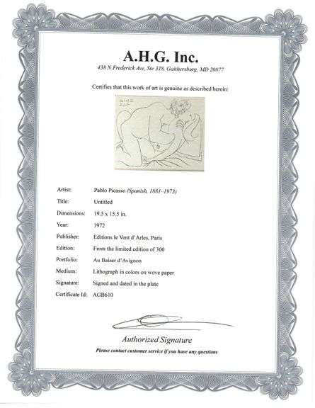 Picasso Au Baiser d'Avignon Lithograph from 1972 Portfolio