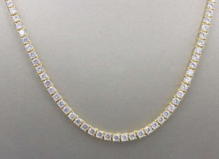 925 Sterling silver round brilliant cut cubic zirconia tennis necklace