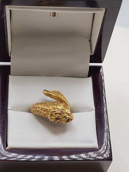 Very fine 18k gold hand made lion ring, 7.8gr, size: 6