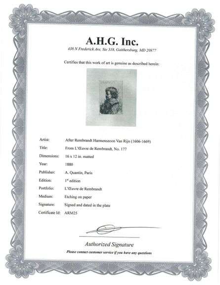 Extremely Rare and Collectible Antique Etching After Rembrandt, c. 1880