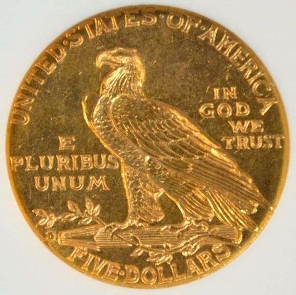 Very Choice BU 1909-D $5 Indian Gold Piece. NGC MS62 CAC Sticker