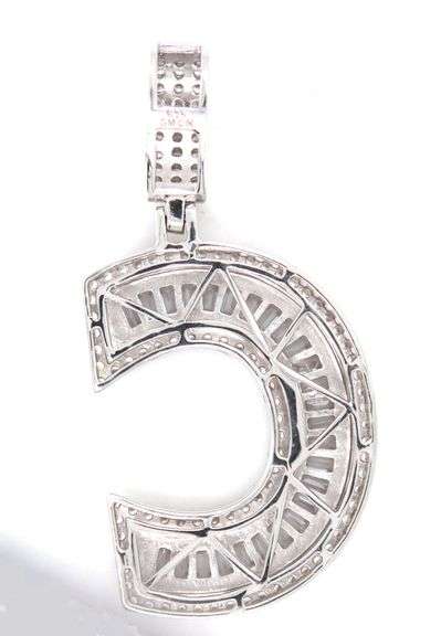 Initial C cubic zirconia pendant in 925 Sterling silver