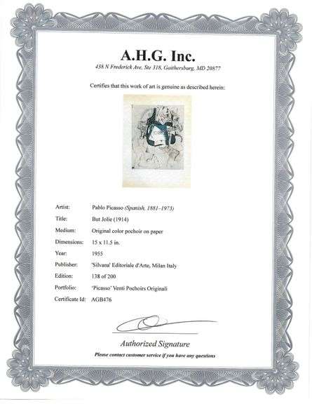 Collectible Vintage Picasso Original Pochoir Circa 1955, But Jolie