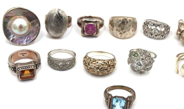 Group lot of Vintage 925 sterling silver 12 rings