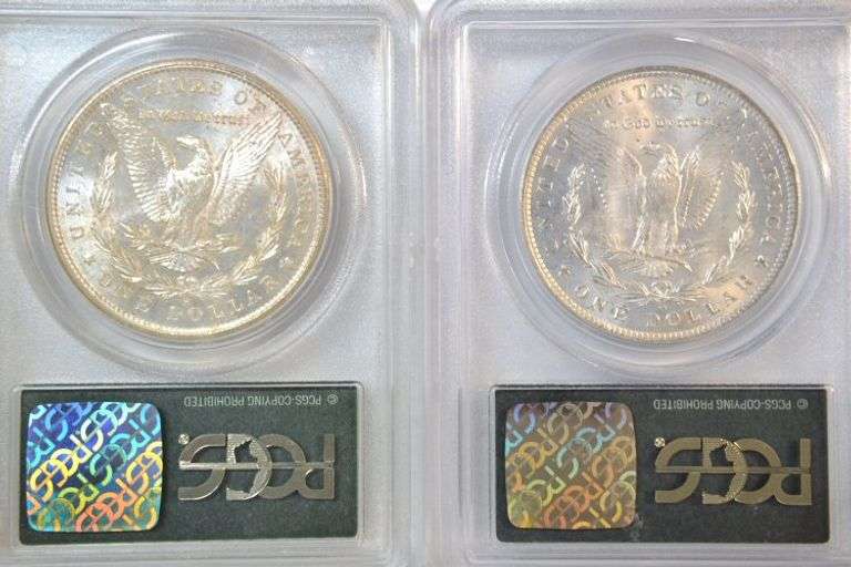 2 Old Green-Label PCGS MS64 Morgan Silver Dollars: 1881-S & 1884-O