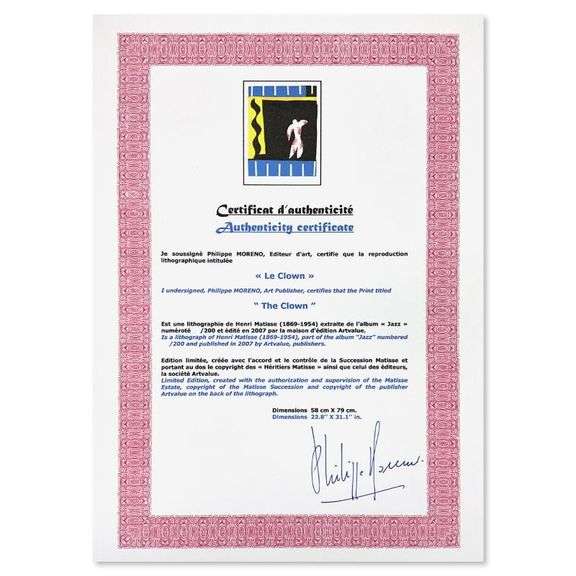 "Le Clown (The Clown)" by Henri Matisse 1869-1954 (After)