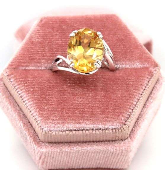 Amazing 5.86CTS Oval Brilliant Cut Citrine Ring in Sterling Silver