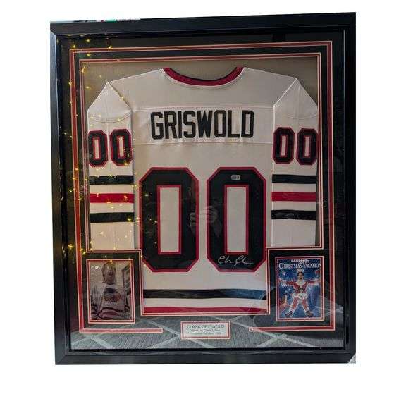 Framed Autographed Chevy Chase Movie Jersey