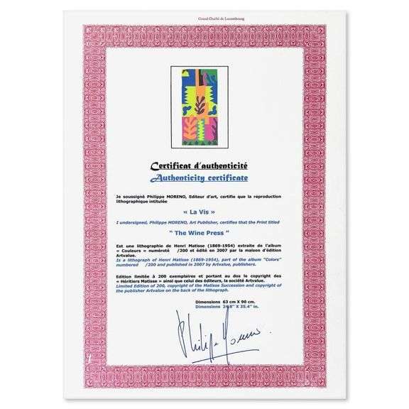 "La Vis" by Henri Matisse 1869-1954 (After)