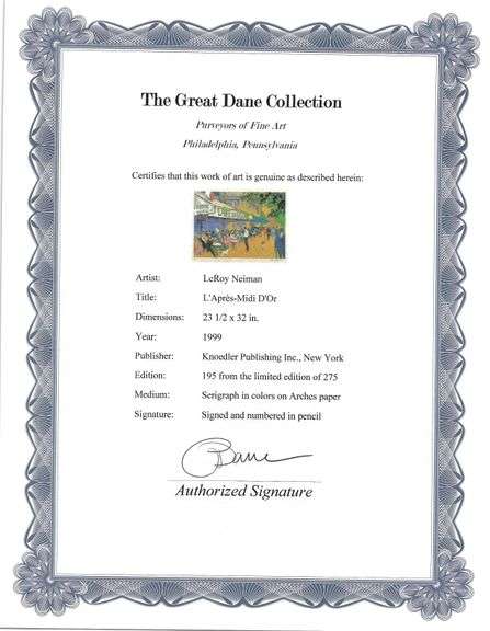 Limited Edition LeRoy Neiman Signed French Cafe Serigraph