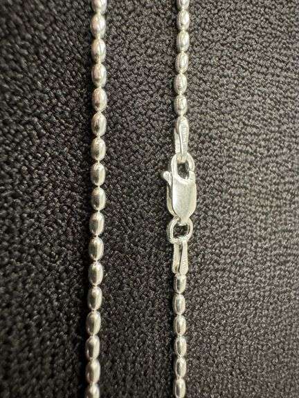 Sterling Silver Italian Oval Ball Bead Chain 1.8mm 925 Italy Rice Bracelet 8"
