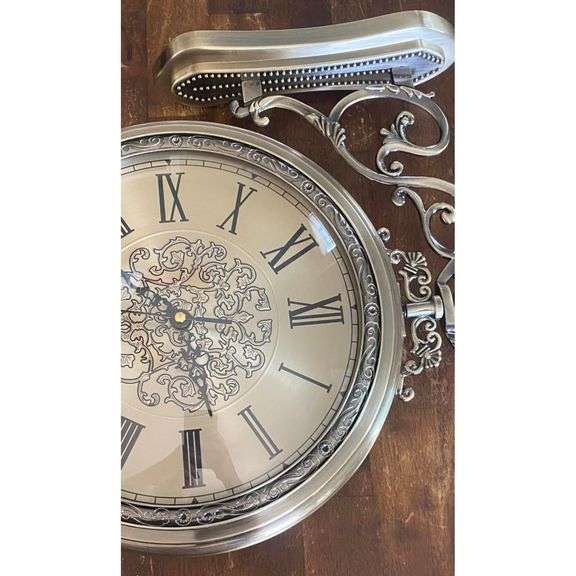 Large Double-Sided Wall Clock with Metal Frame