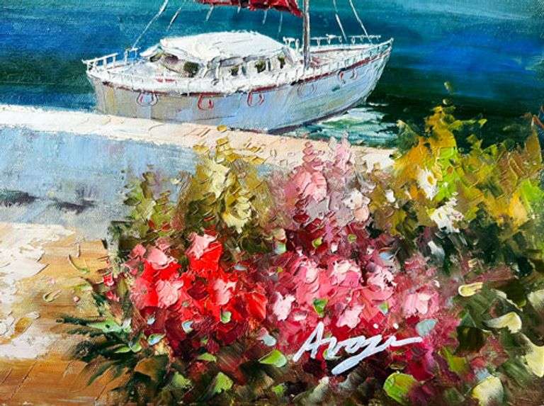 BEAUTIFUL MEDITERRANIAN  PAINTING ON CANVAS