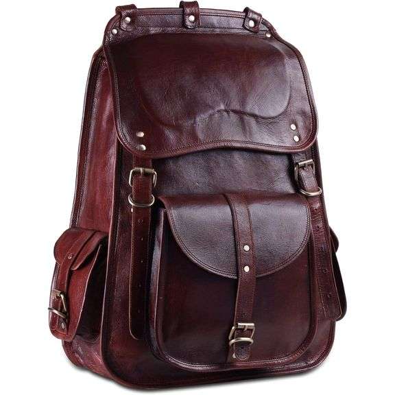 Full Grain Leather Laptop Backpack Travel Rucksack