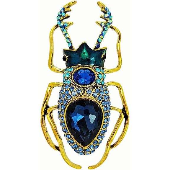 Crystal Beetle Brooch with Crown Motif