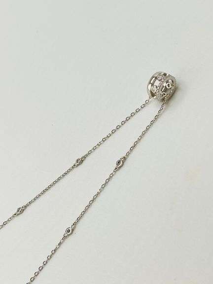 925 Sterling Silver Interlocking Circle With CZ Details Pendant And CZ Station Chain Necklace