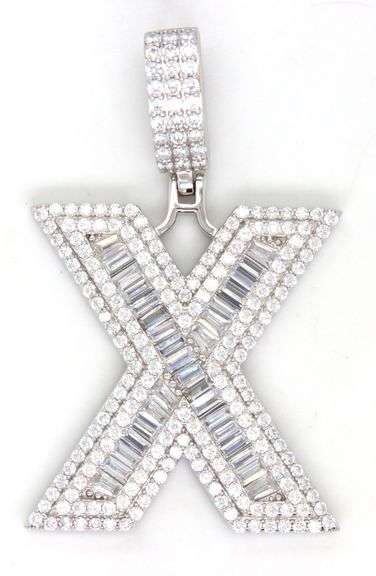 925 Sterling silver X initial cubic zirconia pendant