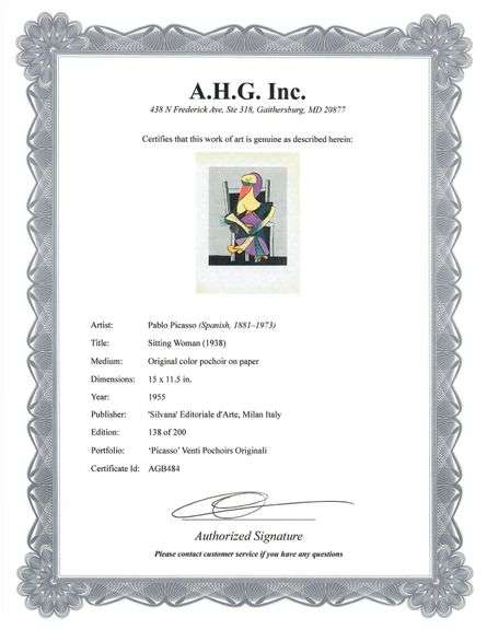 Rare Pablo Picasso Original Color Pochoir, Sitting Woman