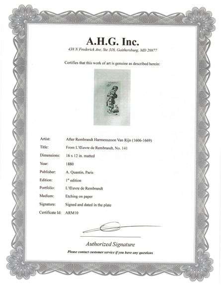 Extremely Rare and Collectible Antique Etching After Rembrandt, c. 1880