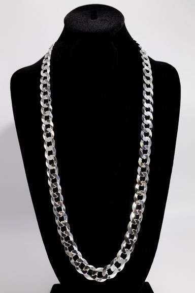 Men's 13mm Solid .925 Sterling Silver Flat Curb Chain Link Italy Necklace 20"