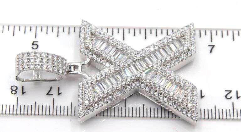 925 Sterling silver X initial cubic zirconia pendant