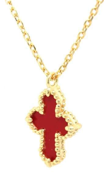 925 Sterling silver Coral cross pendant on chain