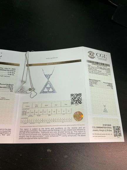 CERTIFIED BRAND NEW 18K WHITE GOLD CHAIN WITH DIAMOND PENDANT