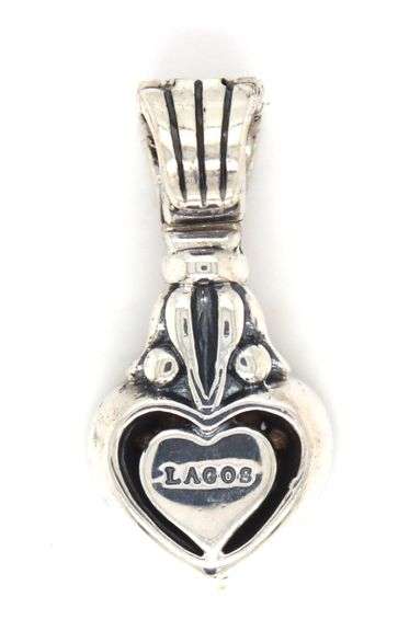925 Sterling silver Lagos Pave diamond heart enhancer pendant