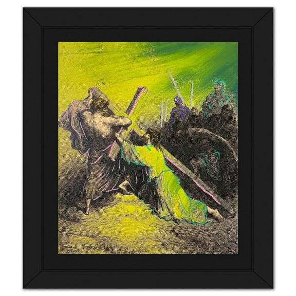 "Simon Helping Jesus" by Steve Kaufman (1960-2010)