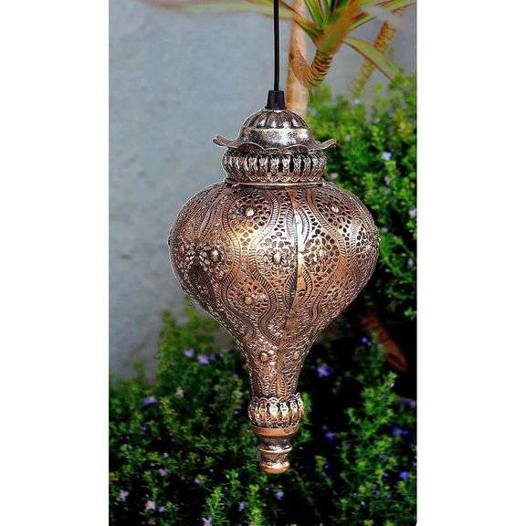 Set of 2 Solar Moroccan Metal Lanterns