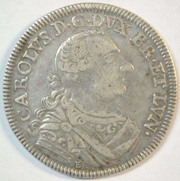 Scarce 1765E German States 2/3 Thaler Silver Piece in nice XF