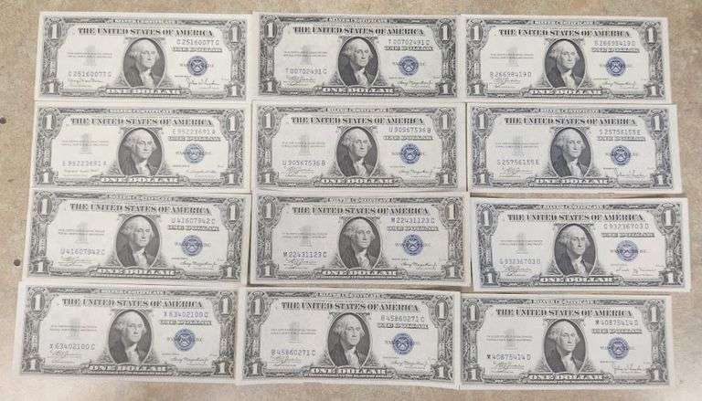 1 Dozen Mixed Date Silver Certificates, UNC