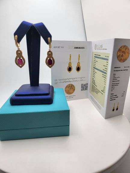 Magnificent pair of Ruby and diamond earring in Silver – EGL Certified