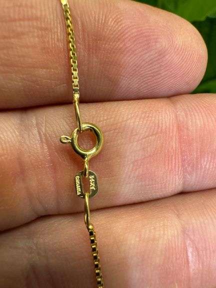 14k Yellow Gold Solid Box Link Chain 1mm Necklace 24"