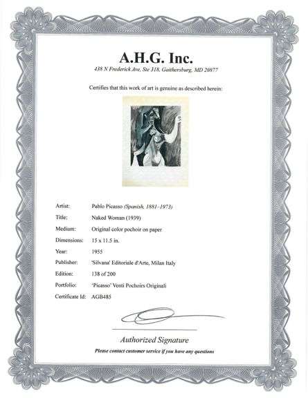 Collectible Vintage Picasso Original Pochoir Circa 1955, Naked Woman