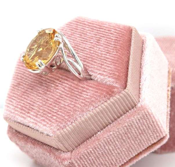 Amazing 5.86CTS Oval Brilliant Cut Citrine Ring in Sterling Silver