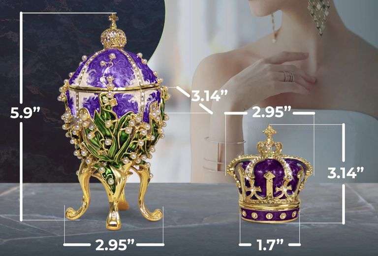 Purple Lilies of the Valley Easter Egg Replica – Extra Large with Crown