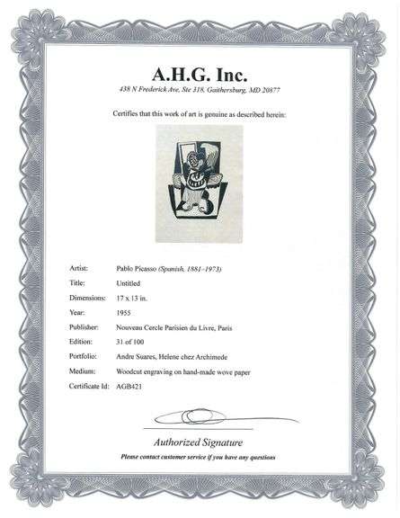 Extremely Collectible Vintage Picasso Woodcut on Paper