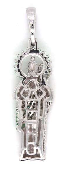 925 Sterling silver green cubic zirconia religious pendant