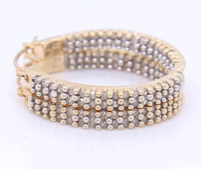 Dazzling Yellow Gold Diamond Hoop Earrings