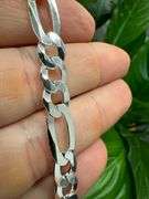 Men's 8mm Solid .925 Sterling Silver Flat Figaro Chain Link Italy Necklace 26"