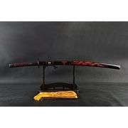 Red Dragon Saya Katana with Folded Damascus Blade