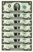 6 Superb Gem CU 1976 Series $2 Bills in Sequence