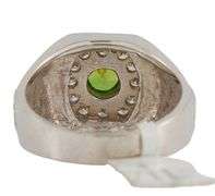 Gents 0.60ct Demantoid Garnet and 0.70ctw Diamond Frame Signet Ring in 18K