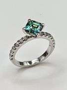 2.75 Ct Lab Simulated Russian Alexandrite and Diamond Asscher Cut Ring