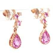 14kt Yellow gold 1.70ctw pink sapphire and diamond earrings