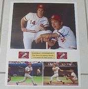 HAND SIGNED PETE ROSE AND JOHNNY BENCH 8X10 MOUNTED IN A 11X14 DISPLAY